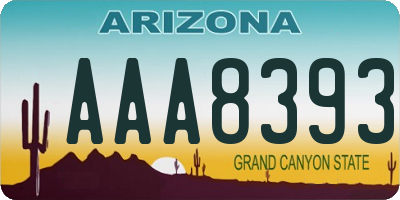 AZ license plate AAA8393