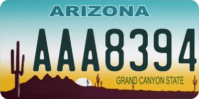 AZ license plate AAA8394