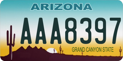 AZ license plate AAA8397