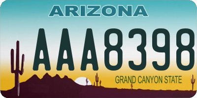 AZ license plate AAA8398