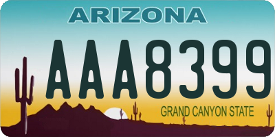 AZ license plate AAA8399