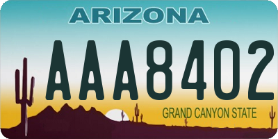 AZ license plate AAA8402