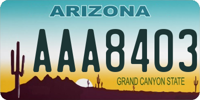 AZ license plate AAA8403