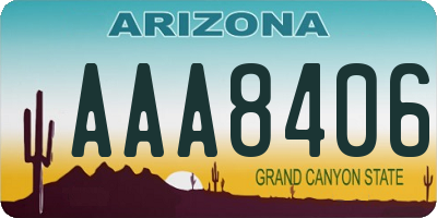 AZ license plate AAA8406