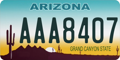 AZ license plate AAA8407