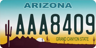 AZ license plate AAA8409