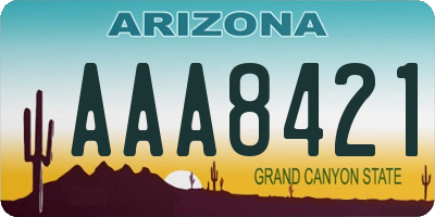 AZ license plate AAA8421