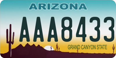 AZ license plate AAA8433