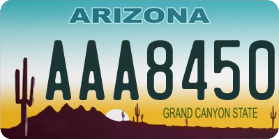 AZ license plate AAA8450