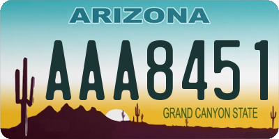 AZ license plate AAA8451