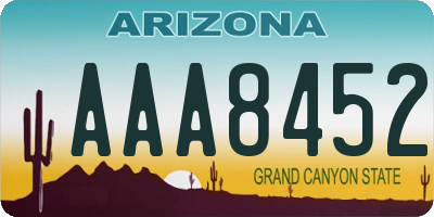 AZ license plate AAA8452