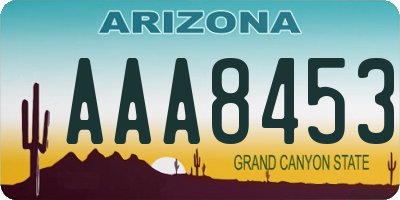 AZ license plate AAA8453