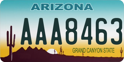 AZ license plate AAA8463