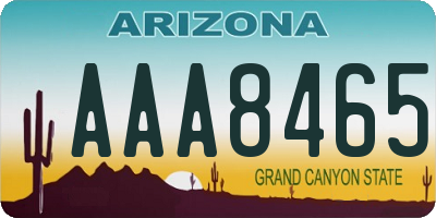 AZ license plate AAA8465