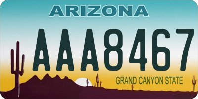 AZ license plate AAA8467