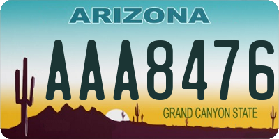 AZ license plate AAA8476