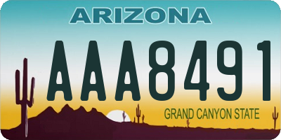 AZ license plate AAA8491