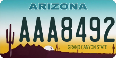 AZ license plate AAA8492