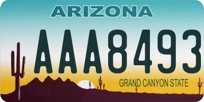 AZ license plate AAA8493