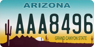 AZ license plate AAA8496