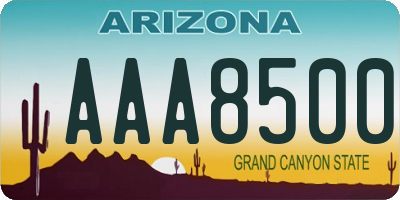 AZ license plate AAA8500