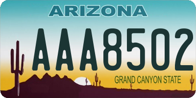 AZ license plate AAA8502