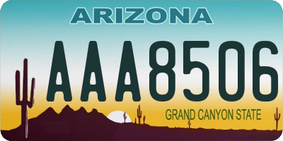 AZ license plate AAA8506