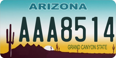 AZ license plate AAA8514