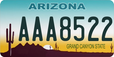 AZ license plate AAA8522