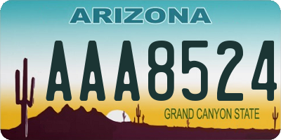 AZ license plate AAA8524