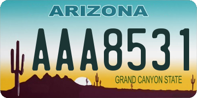 AZ license plate AAA8531