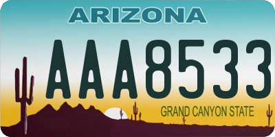 AZ license plate AAA8533