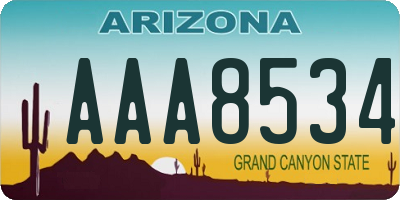 AZ license plate AAA8534