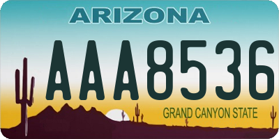 AZ license plate AAA8536