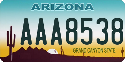 AZ license plate AAA8538