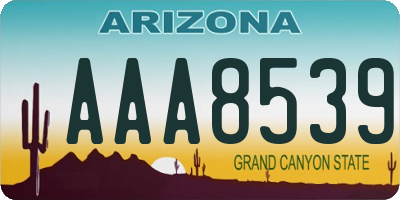 AZ license plate AAA8539