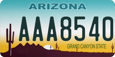 AZ license plate AAA8540