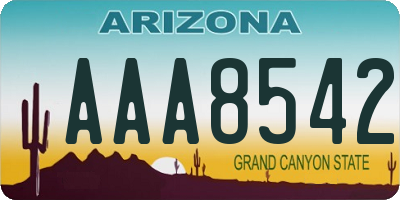 AZ license plate AAA8542