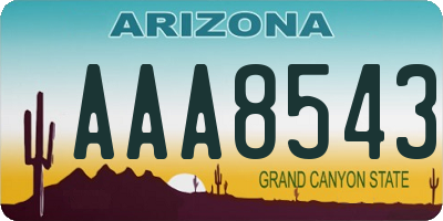 AZ license plate AAA8543