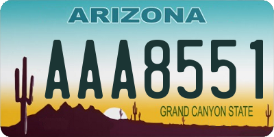 AZ license plate AAA8551