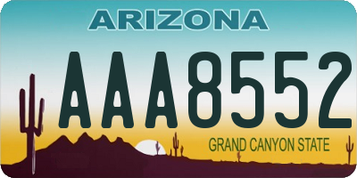 AZ license plate AAA8552