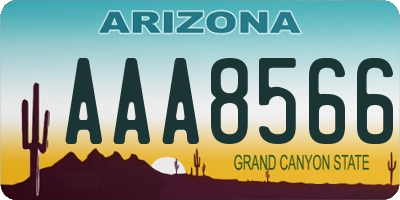 AZ license plate AAA8566