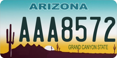 AZ license plate AAA8572