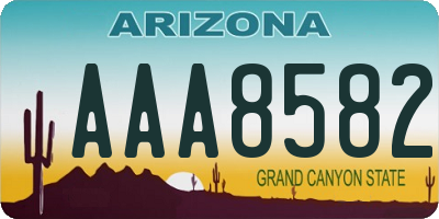 AZ license plate AAA8582