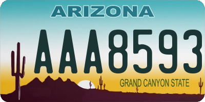 AZ license plate AAA8593