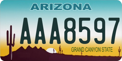 AZ license plate AAA8597