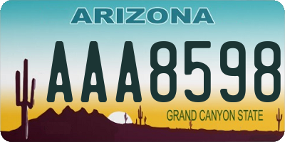 AZ license plate AAA8598