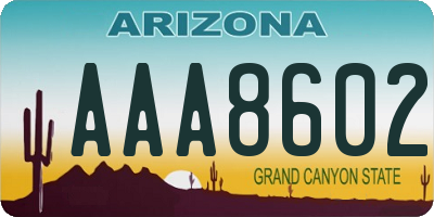 AZ license plate AAA8602