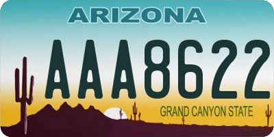 AZ license plate AAA8622