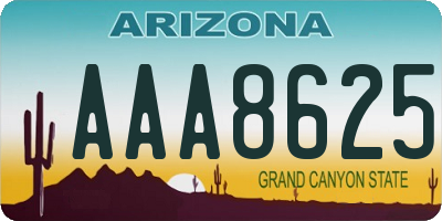 AZ license plate AAA8625